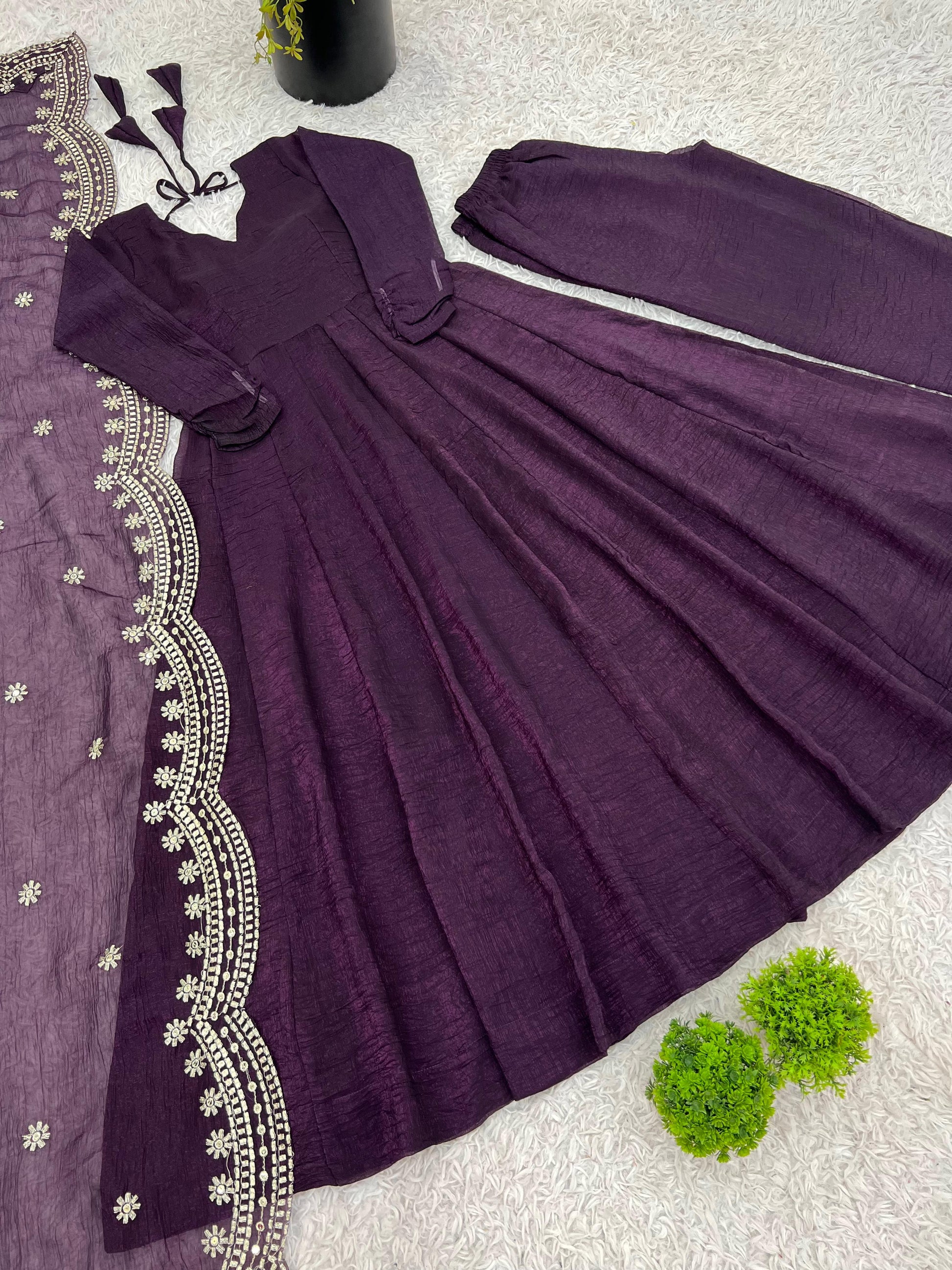 Real Modelling Designer party wear Gown Dupatta Heavy Embroidery