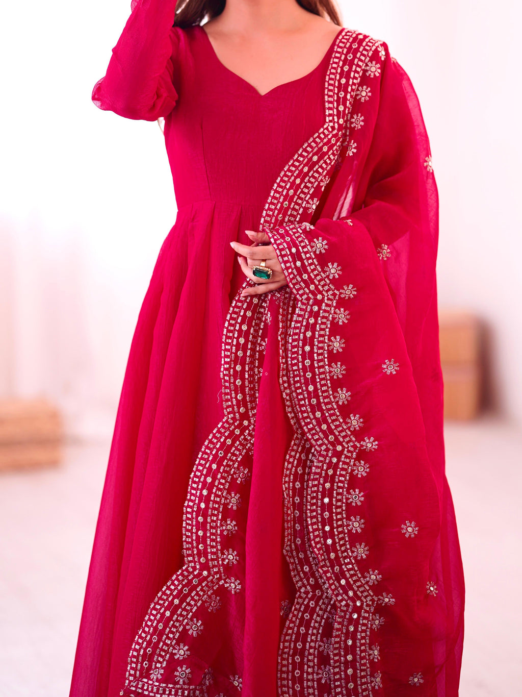 Heavy Designer party wear Gown Dupatta in Heavy Embroidery