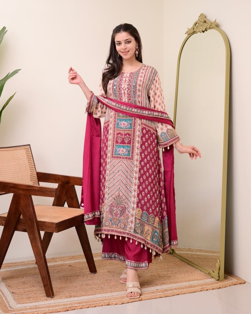 Premium pure chinon Kurti Dupatta Traditional for special occasions