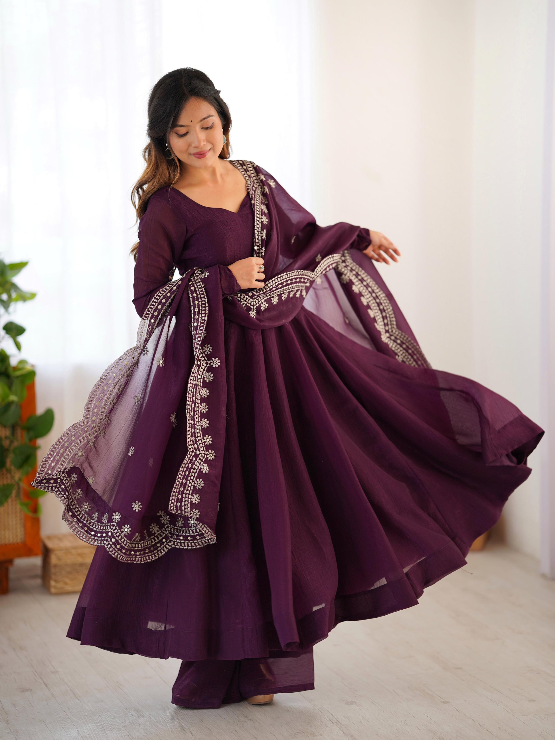 Real Modelling Designer party wear Gown Dupatta Heavy Embroidery