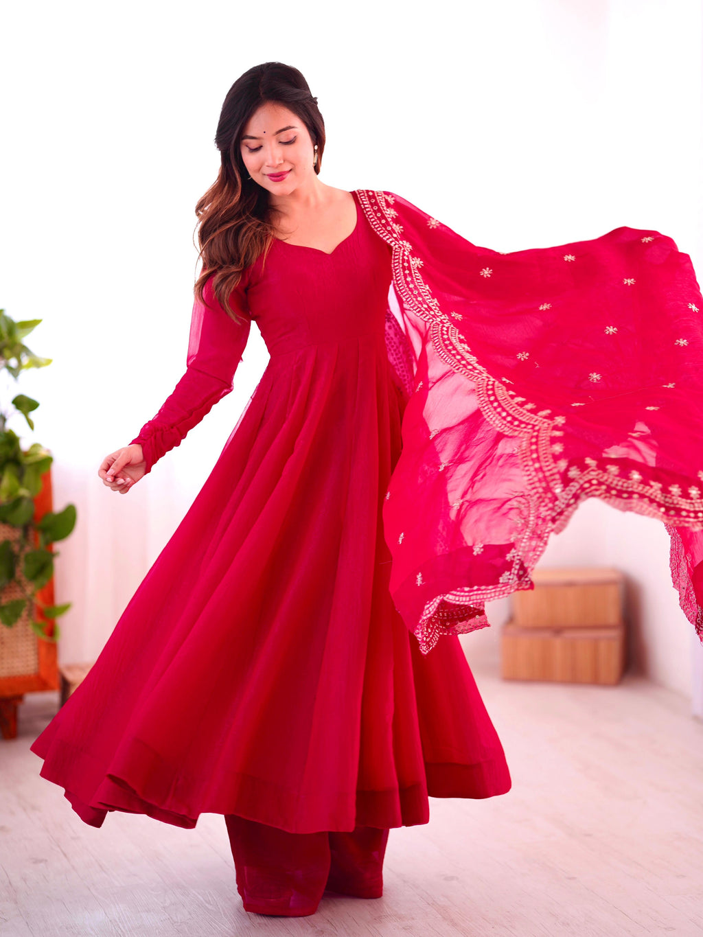 Heavy Designer party wear Gown Dupatta in Heavy Embroidery