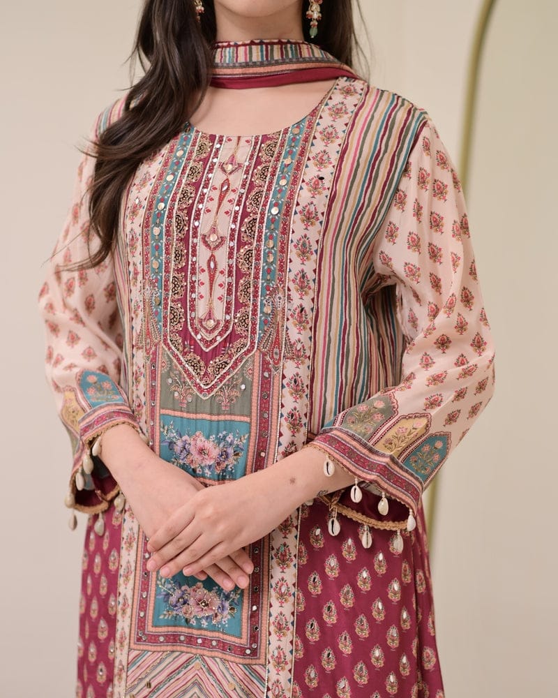 Premium pure chinon Kurti Dupatta Traditional for special occasions