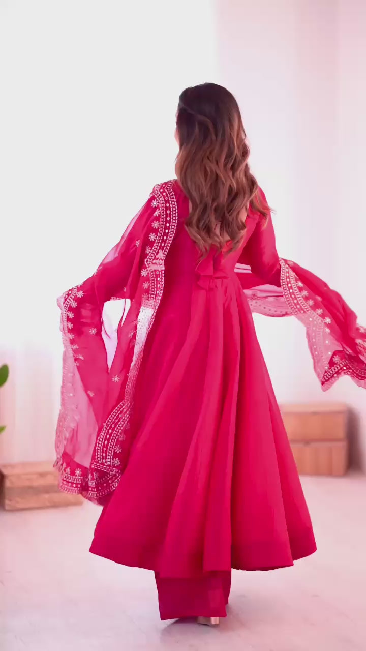 Heavy Designer party wear Gown Dupatta in Heavy Embroidery